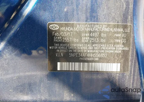 2017 Hyundai Sonata Sport from USA, damaged, VIN 5NPE34AF4HH556852